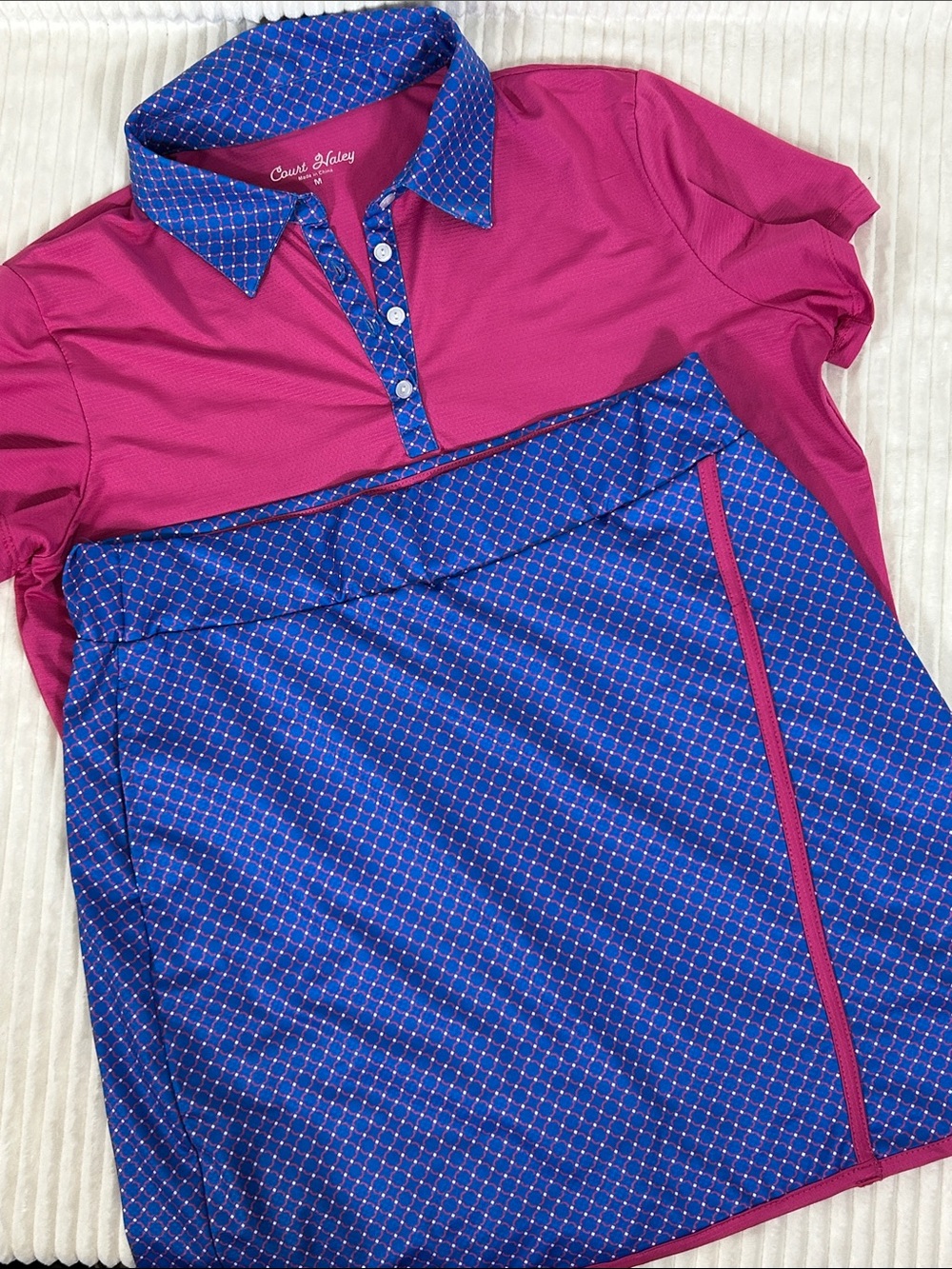 Court Haley blue pink 2piece tennis polo skort set M